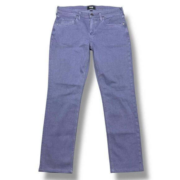 Paige Jeans Mens W33 Lennox Purple Slim Straight Stretch Preppy Dark Wash Denim - Picture 2 of 9